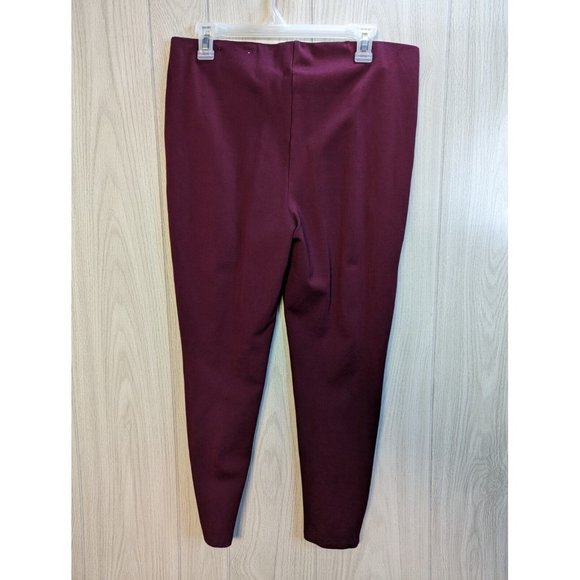 CHICOS DESIGN Womens Pants 2 Large Maroon Pull On Slim Leg Career Casual - Picture 4 of 8